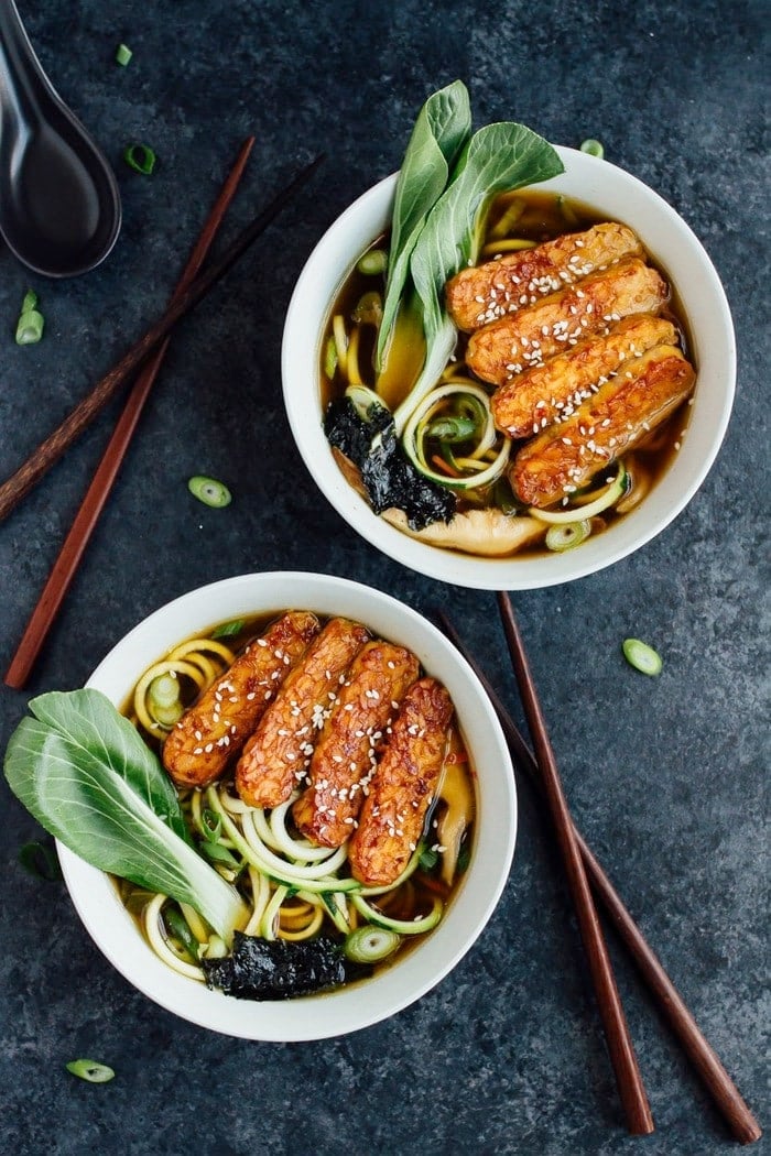 zucchini noodle ramen with tempeh