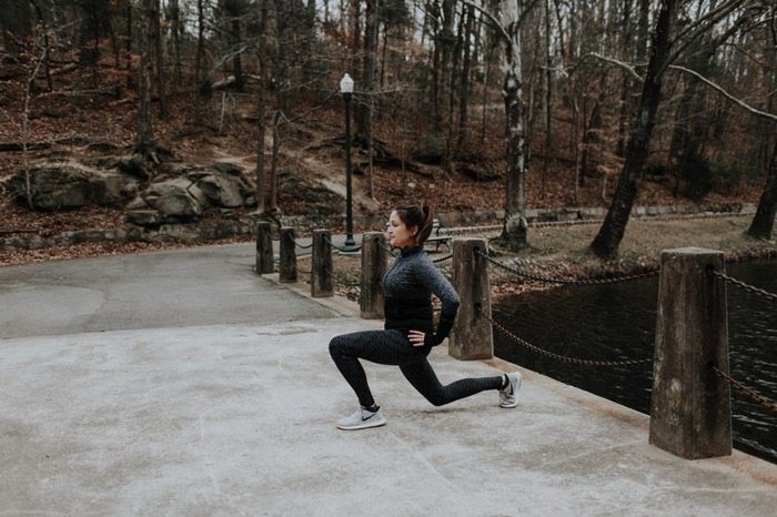 Do walking lunges as part of your race day warm-up.