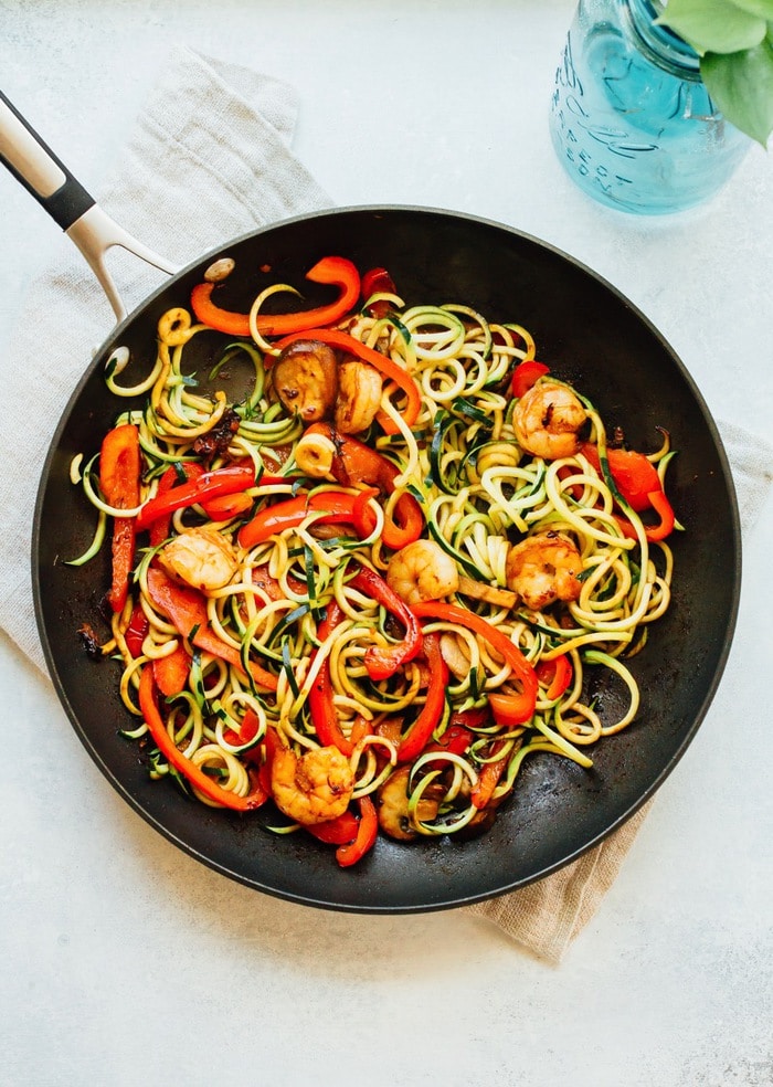 zucchini noodle shrimp lo mein