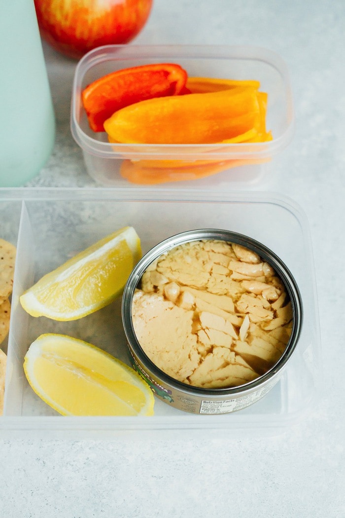 No time to pack lunch? Try this simple lemony tuna salad recipe you can make at your desk. Just add lemon juice, salt and pepper! Eat plain or serve with crackers and veggies. 