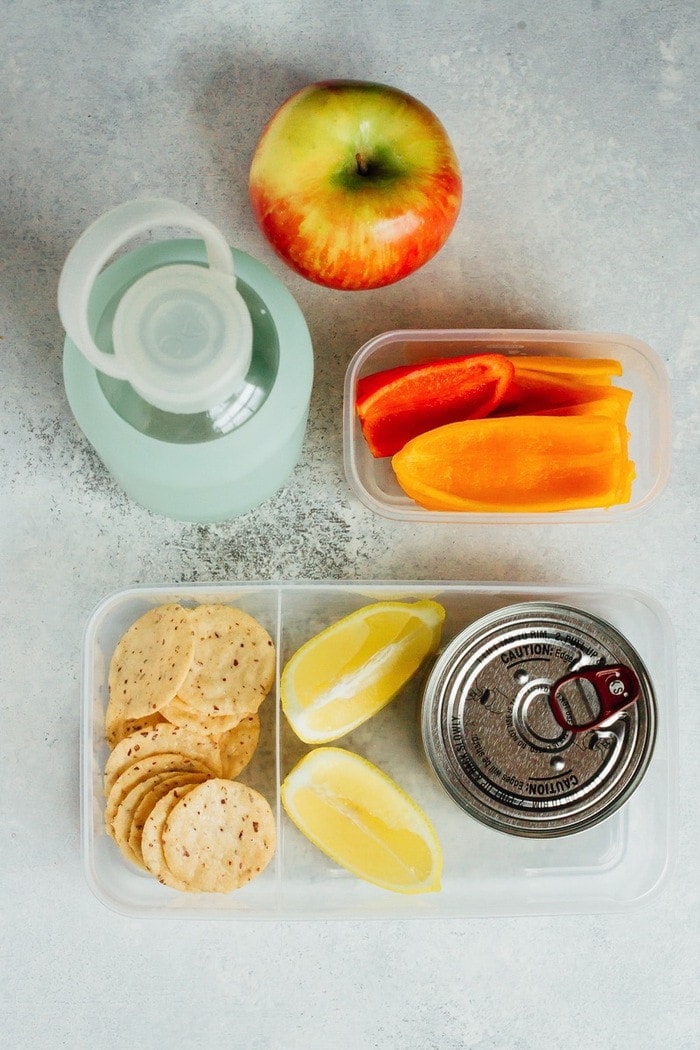 No time to pack lunch? Try this simple lemony tuna salad recipe you can make at your desk. Just add lemon juice, salt and pepper! Eat plain or serve with crackers and veggies. No time to pack lunch? Try this simple lemony tuna salad recipe you can make at your desk. Just add lemon juice, salt and pepper! Eat plain or serve with crackers and veggies.