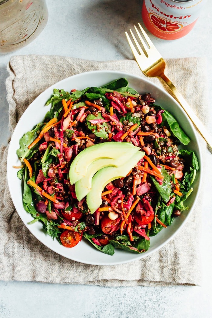 Black Bean Fiesta Mason Jar Salad // Plated and ready to enjoy!