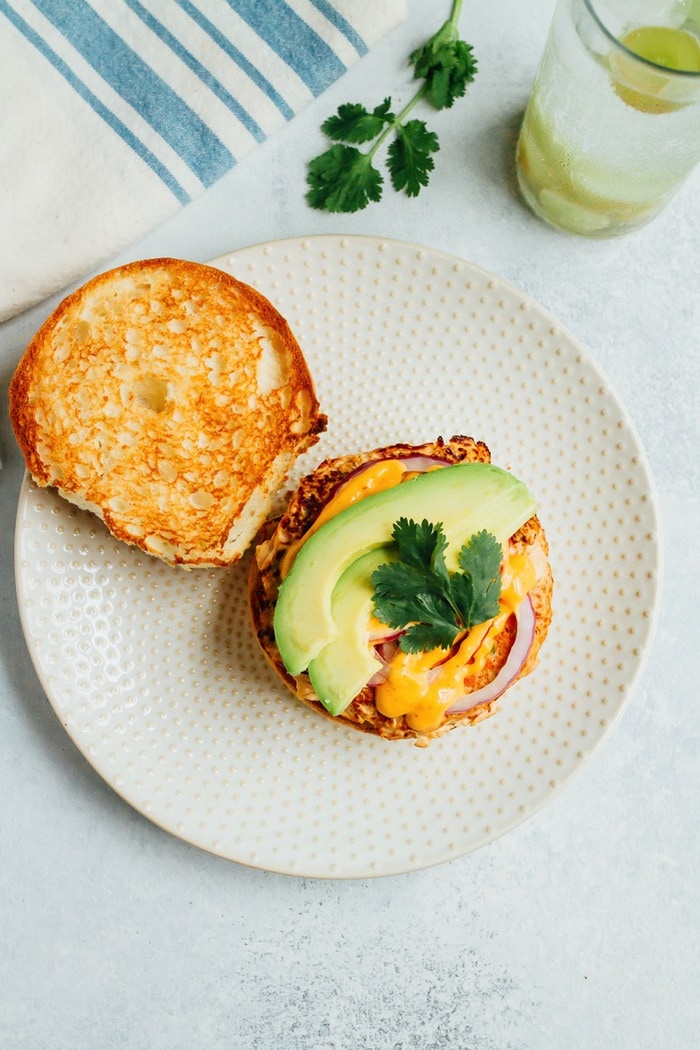 Teriyaki Salmon Burgers with Sriracha Mayo