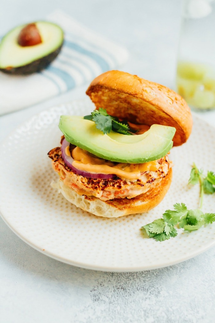 Teriyaki Salmon Burgers with Sriracha Mayo