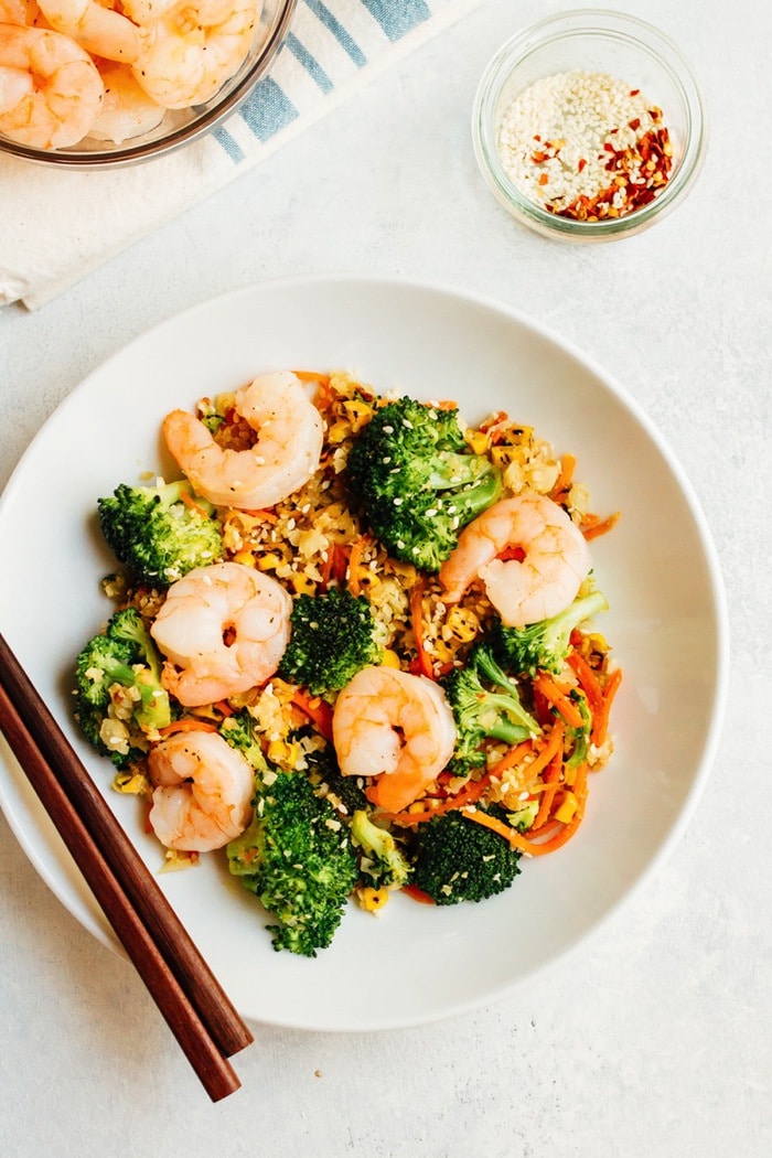 This cauliflower fried rice has the texture and flavor you crave from traditional fried rice, but it’s loaded with veggies, high in fiber and low in carbs. Serve with your favorite protein for a nourishing, paleo-friendly meal. 