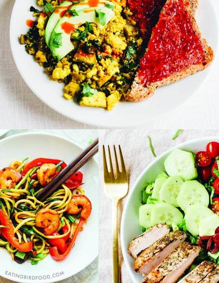 Series of 3 images of different meals.