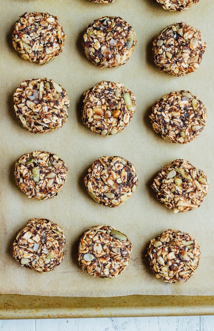 Eat like a bird with these BIRD FOOD ENERGY BITES! Made with whole grain oats, nuts, seeds and dried fruit, these bites are a nutrient-rich treat perfect for on-the-go snacking. Vegan + gluten-free.