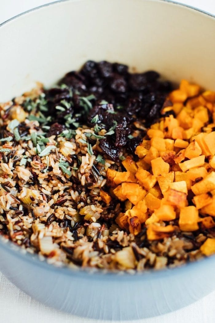 Wild Rice Stuffing with Butternut Squash and Sweet Cherries