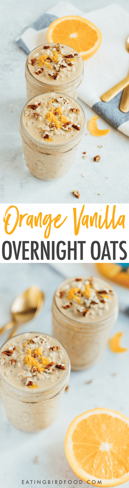 These vanilla orange overnight oats combine the bright citrus flavor of orange juice with hints of vanilla for a delicious, make-ahead breakfast. 