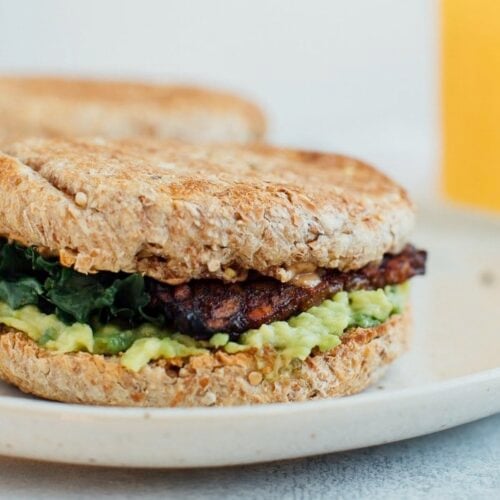 Vegan Breakfast Sandwich with Tempeh Bacon Eating Bird Food