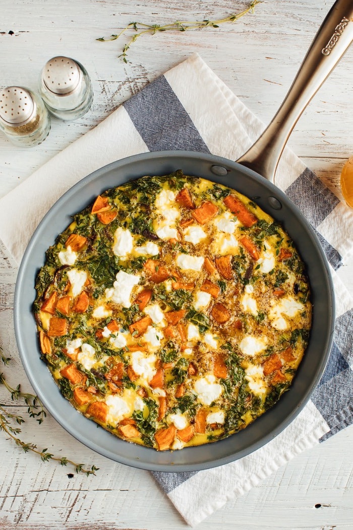 Roasted Sweet Potato Kale Frittata - Eating Bird Food