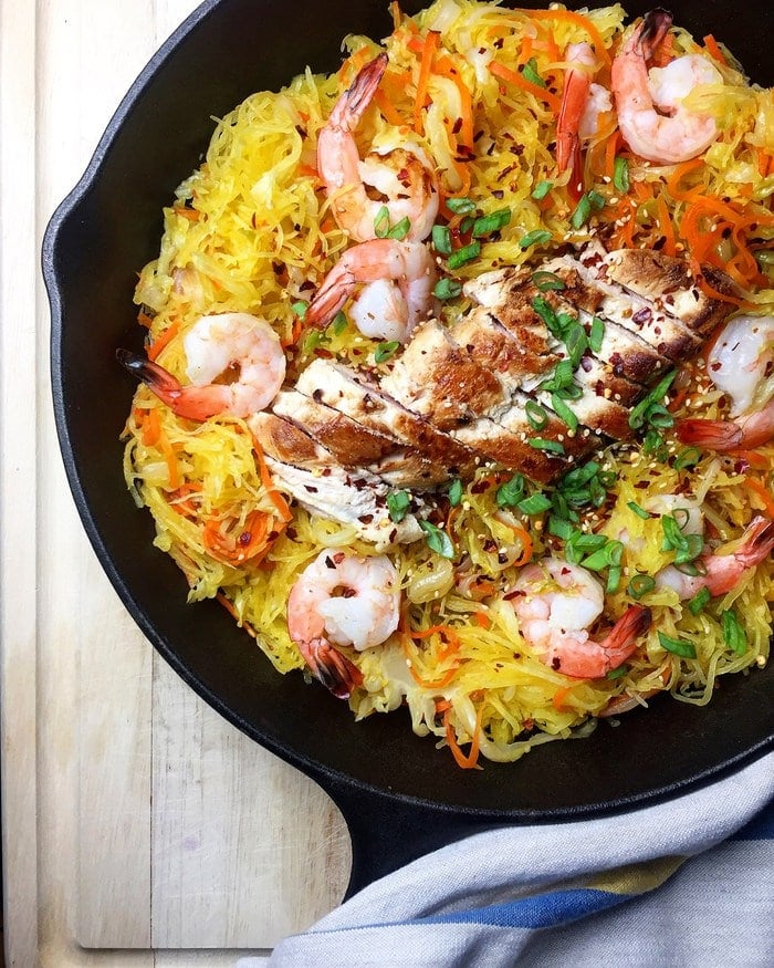 chicken and shrimp spaghetti squash