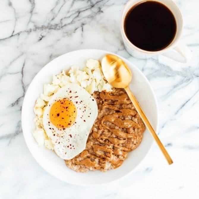 Sweet + Savory Egg and Oatmeal Combo Bowl Eating Bird Food