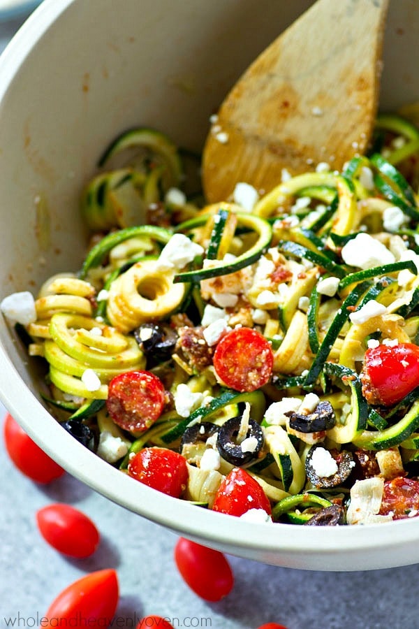 Mediteranean zucchini noodles