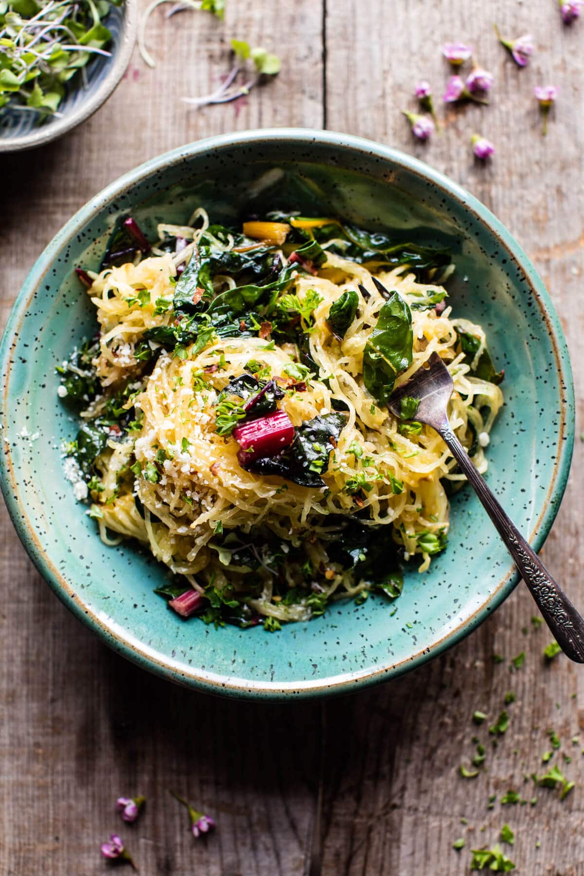 spaghetti squash with rainbow chard