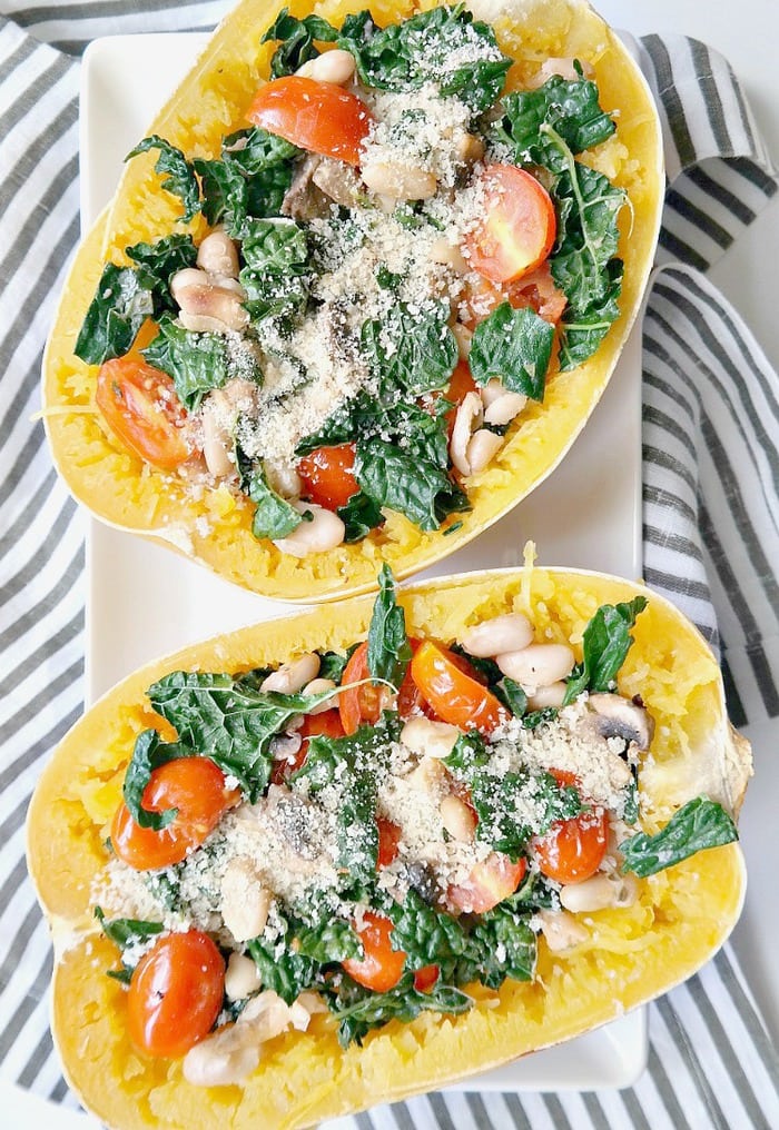 white bean and kale spaghetti squash