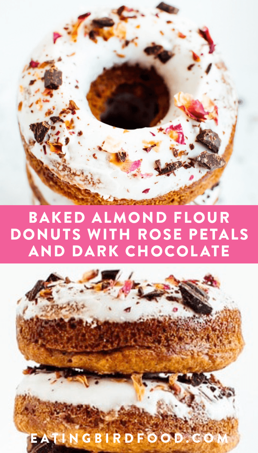 Baked Almond Flour Donuts with Rose Petals and Dark Chocolate Eating