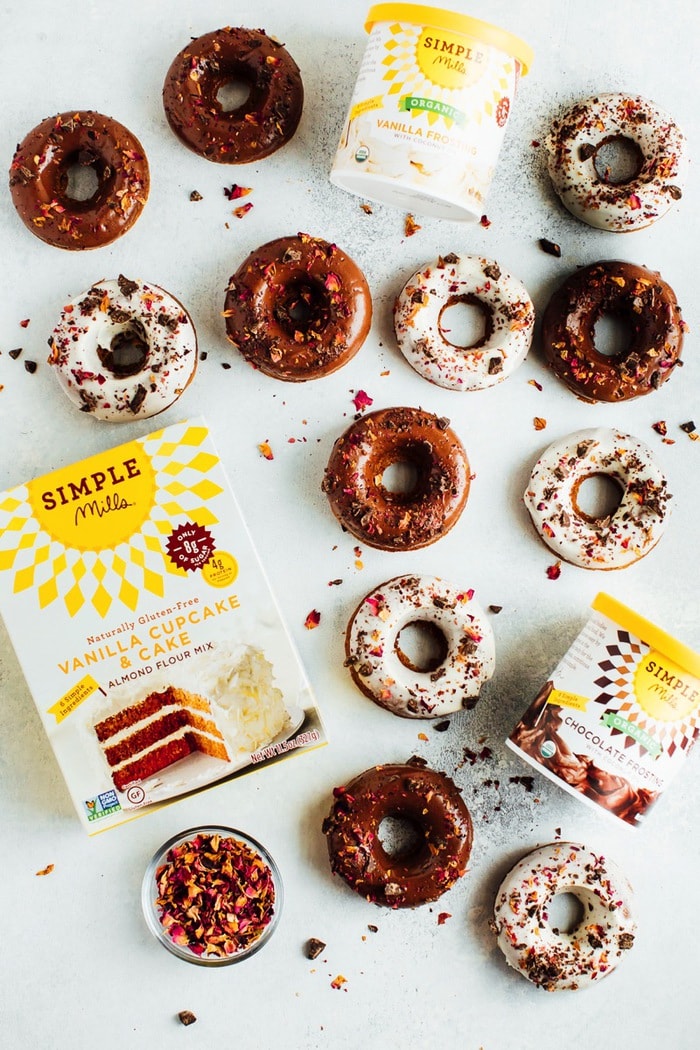 Perfect for Valentine’s Day, these baked almond flour donuts with rose petals and dark chocolate are gluten-free, dairy-free and naturally sweetened with coconut sugar. 