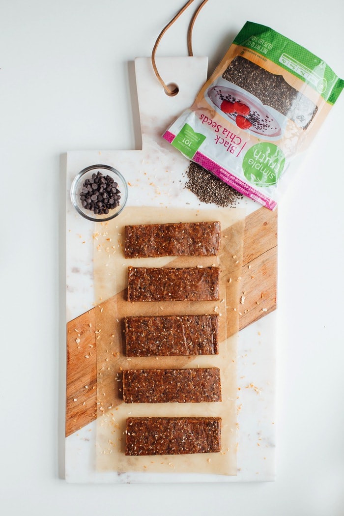 Homemade toasted coconut chia bars.