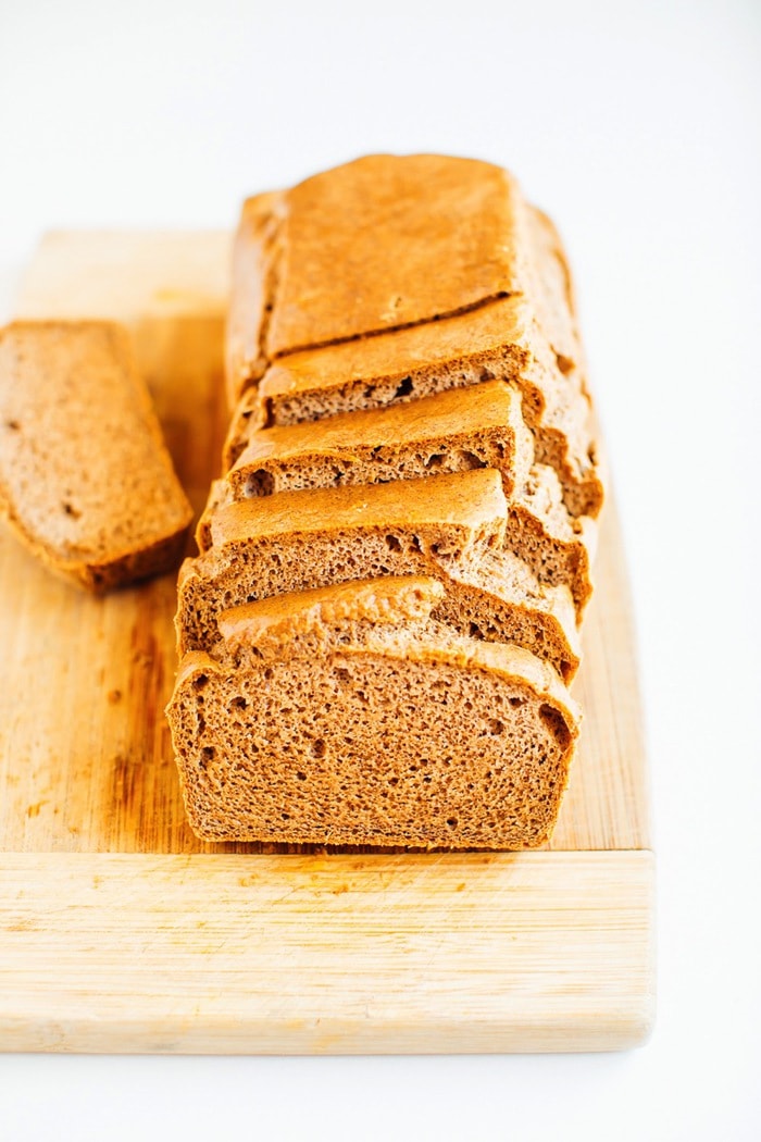 Paleo bread made with almond butter on a cutting board