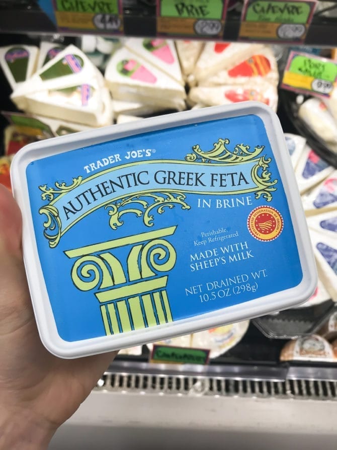 Container of authentic Greek feta.