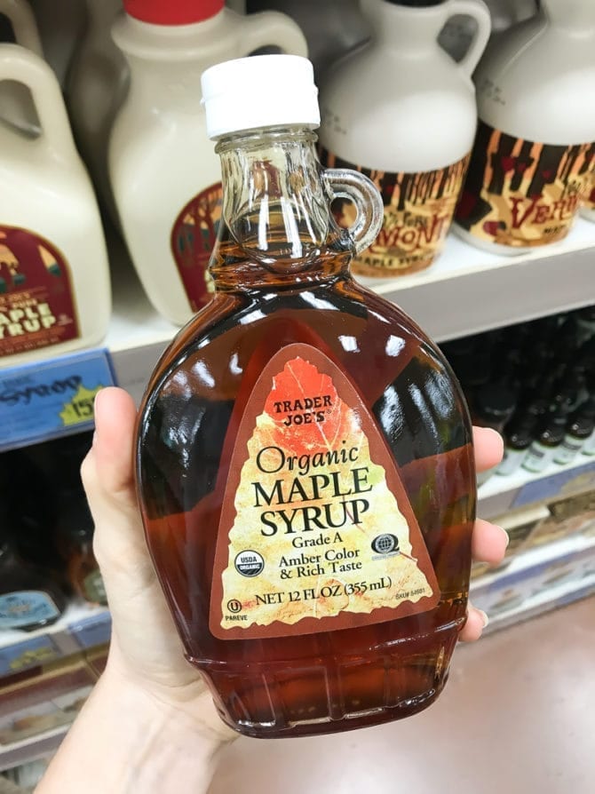 Bottle of Organic Maple Syrup.