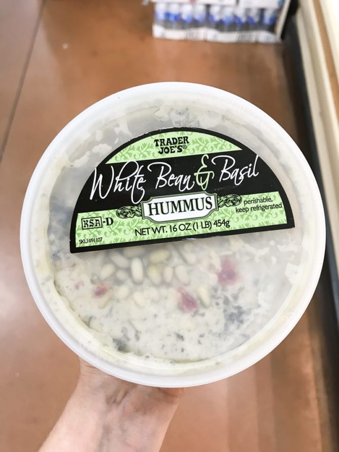 Container of White Bean & Basil Hummus.