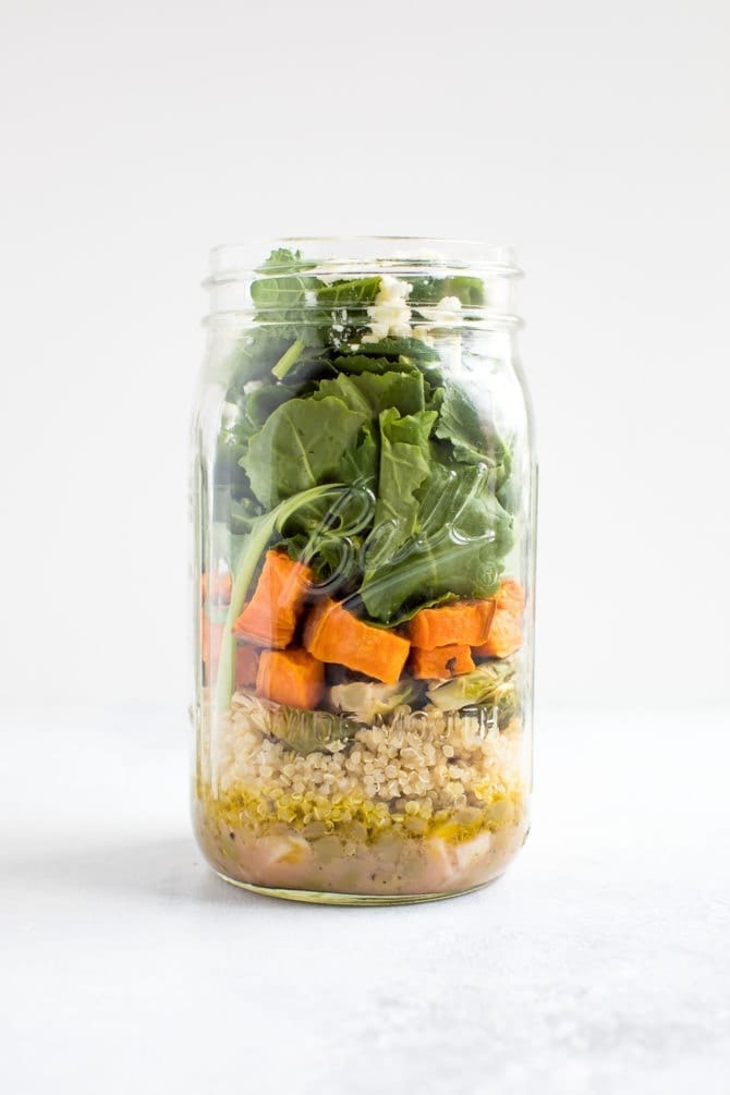 Kale Sweet Potato Lentil Mason Jar Salad