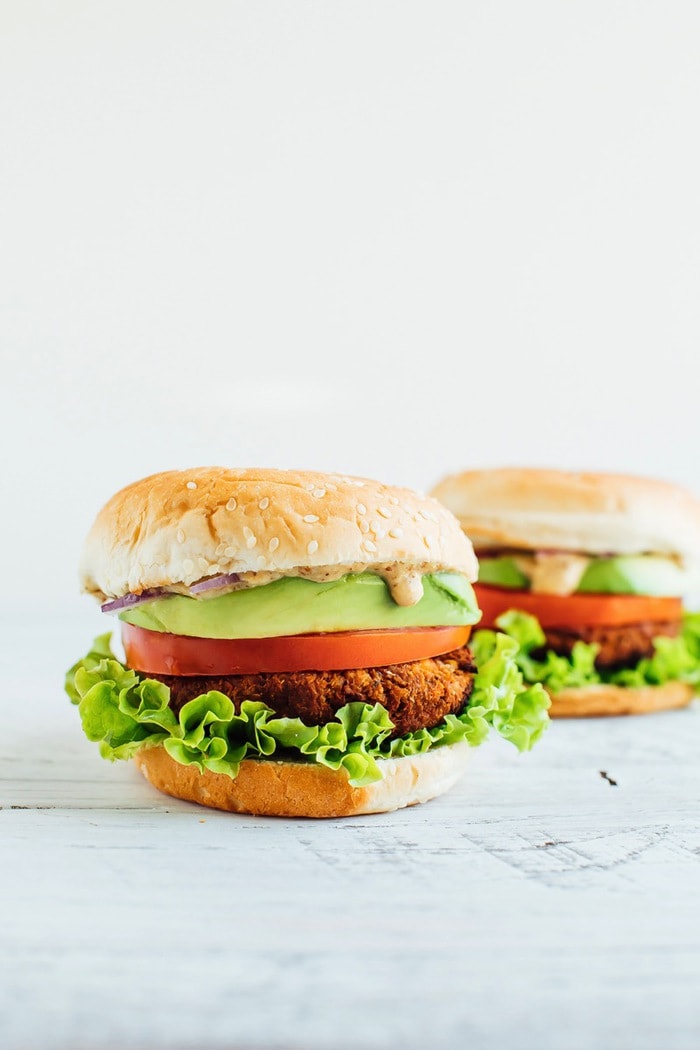 Tempeh veggie burger hero shot 