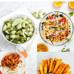 Collage of four recipes with jicama with text "Jicama Recipes to Try This Summer"