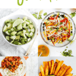 Collage of four recipes with jicama with text "Recipes with Jicama"