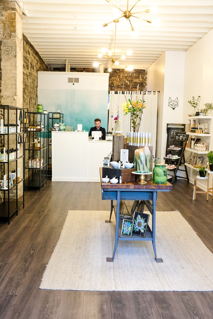 Interior of a beauty an skin care shop.