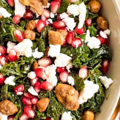 Kale Pomegranate Salad with Goat Cheese (Christmas Salad)
