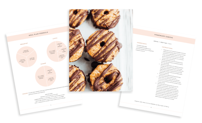 Three sample pages of the meal plan book.