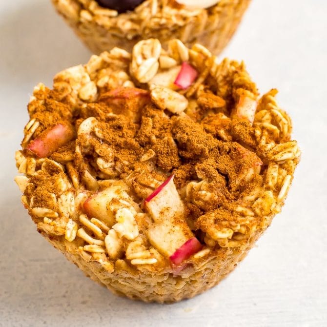 Apple cinnamon baked oatmeal cup.