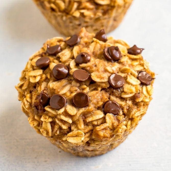Chocolate chip baked oatmeal cup.