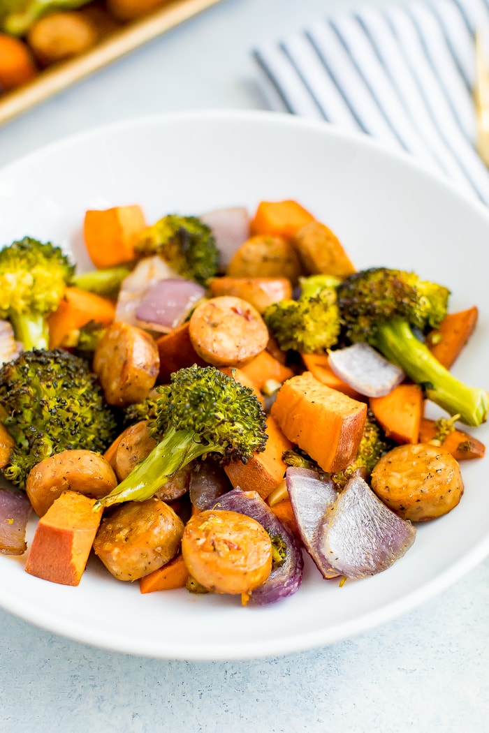 Healthy Sheet Pan Chicken Sausage and Roasted Veggies - Eating Bird Food