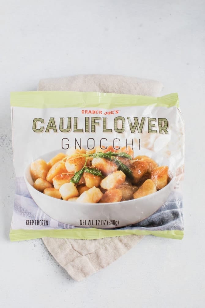 Bag of Trader Joe's cauliflower gnocchi.