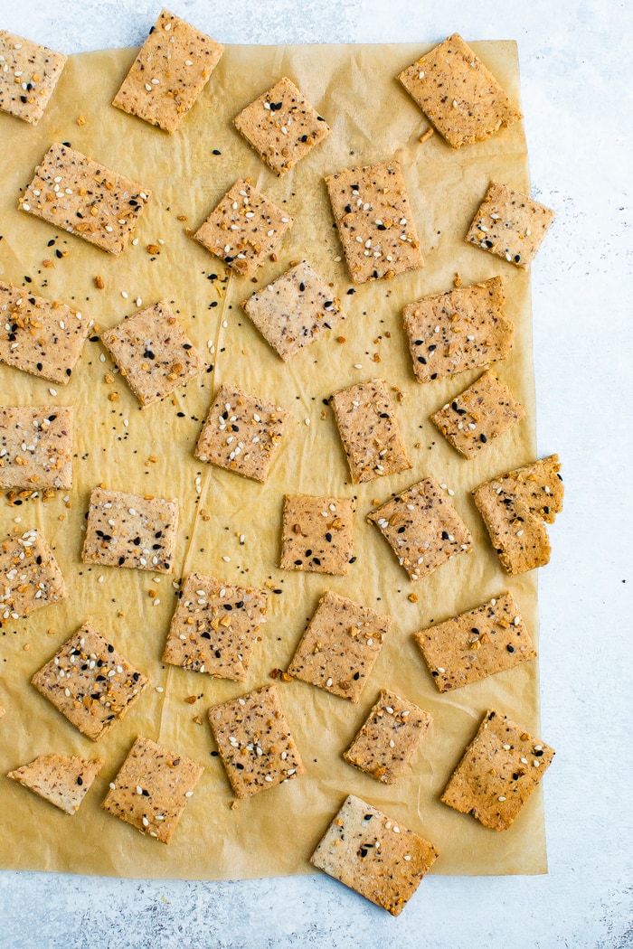 Baked everything but the bagel crackers on parchment paper.