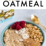 Bowl of egg white oatmeal with toppings.