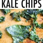 baked kale chips on a baking sheet