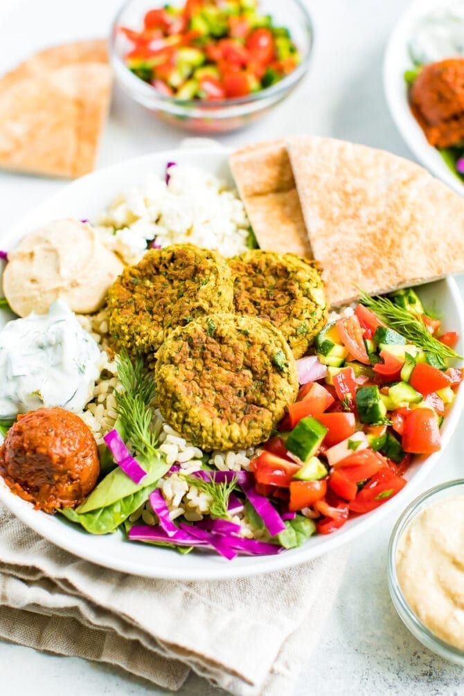 Falafel Hummus and Salad Meal-Prep Bento Boxes