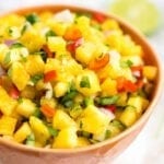 Bowl of pineapple salsa.