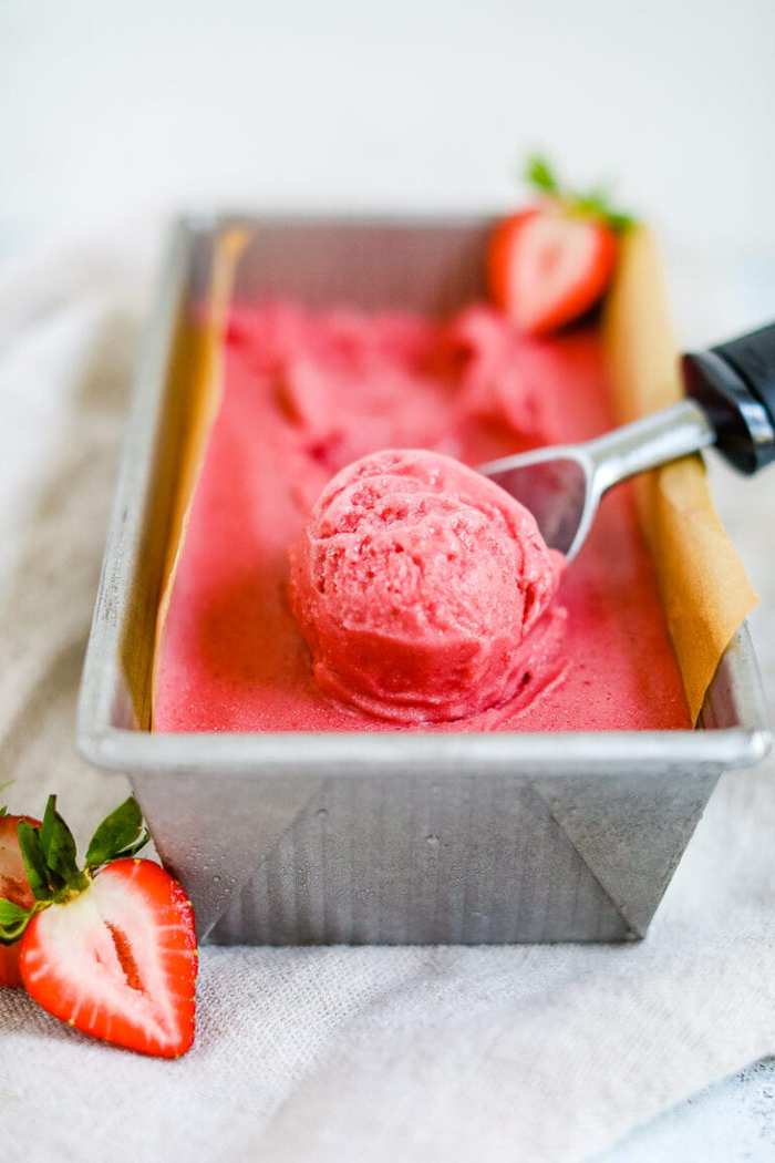 Strawberry Coconut Milk Sorbet {3 Ingredients} Eating Bird Food
