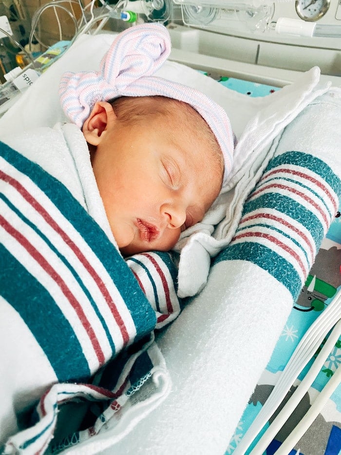 Newborn baby girl at the hospital.