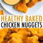 Plate of healthy baked chicken nuggets with chick-fil-a sauce.