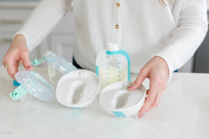 Willow breast pumps with reusable containers with a Kiinde storage bag.