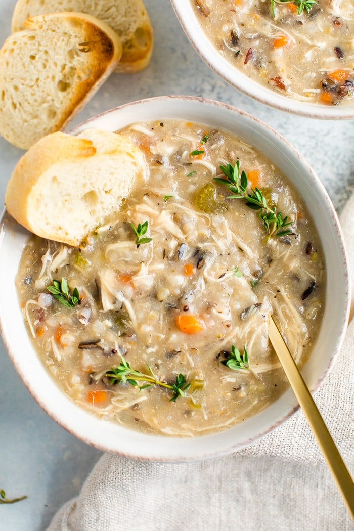 Slow Cooker Chicken Wild Rice Soup - Eating Bird Food