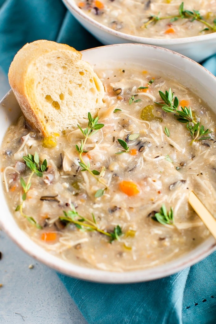 Slow Cooker Chicken Wild Rice Soup - Eating Bird Food