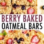 Oatmeal bars made with strawberries and blueberries.